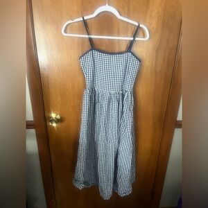 Oak and Fort Blue and White Gingham Midi Dress